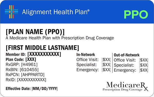 Alignment Health Plan PPO ID Front