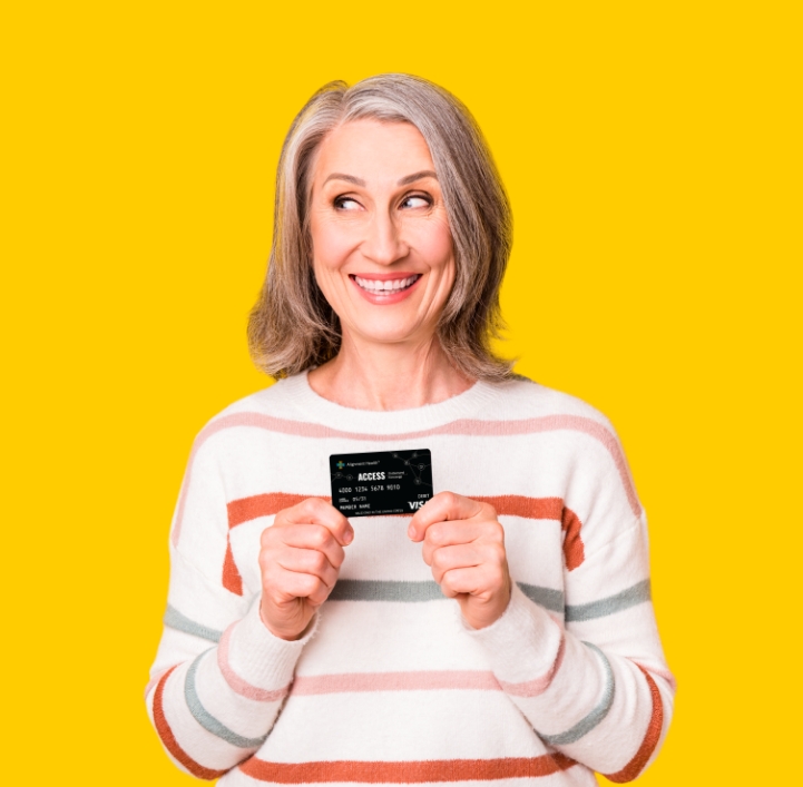 elderly lady with Alignment black card